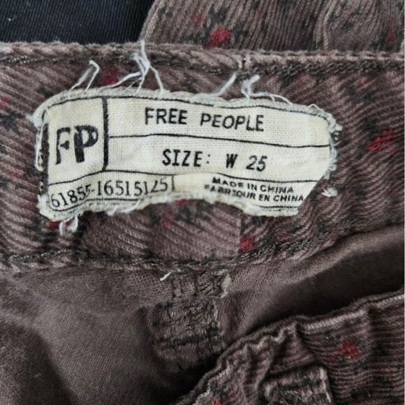 Free People Corduroy Skinny Pants Women's 25 (27x28) Floral Print Low-Rise EUC - Picture 2 of 9